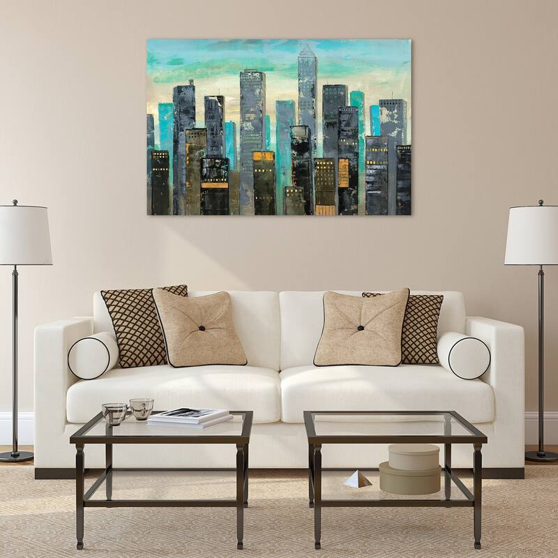 "Urban Lights" Graphic Wall Art on Free Floating Tempered Glass Panel