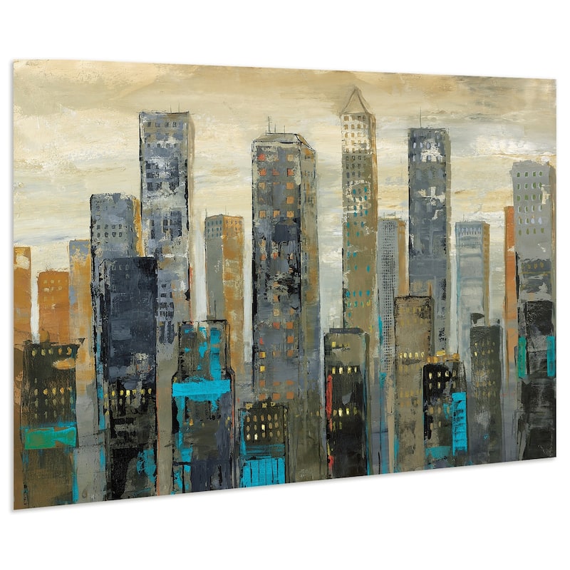 "Urban Lights" Graphic Wall Art on Free Floating Tempered Glass Panel