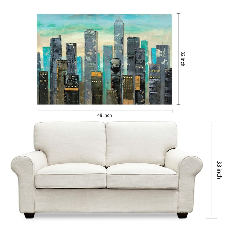 "Urban Lights" Graphic Wall Art on Free Floating Tempered Glass Panel