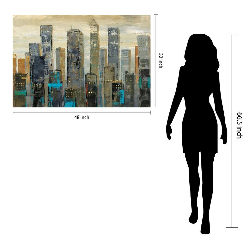 "Urban Lights" Graphic Wall Art on Free Floating Tempered Glass Panel