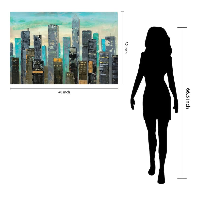 "Urban Lights" Graphic Wall Art on Free Floating Tempered Glass Panel