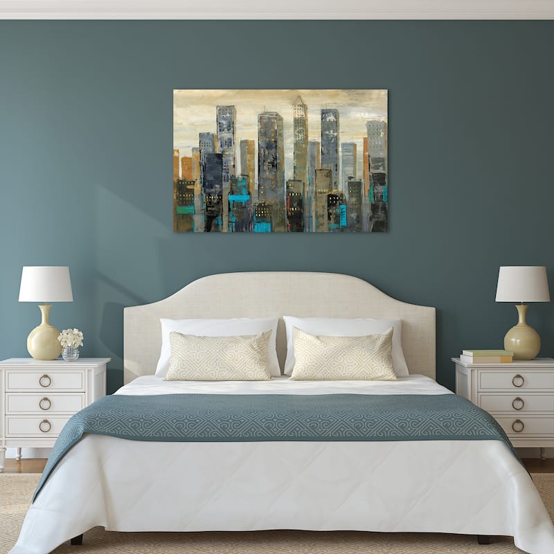 "Urban Lights" Graphic Wall Art on Free Floating Tempered Glass Panel