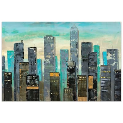"Urban Lights" Graphic Wall Art on Free Floating Tempered Glass Panel