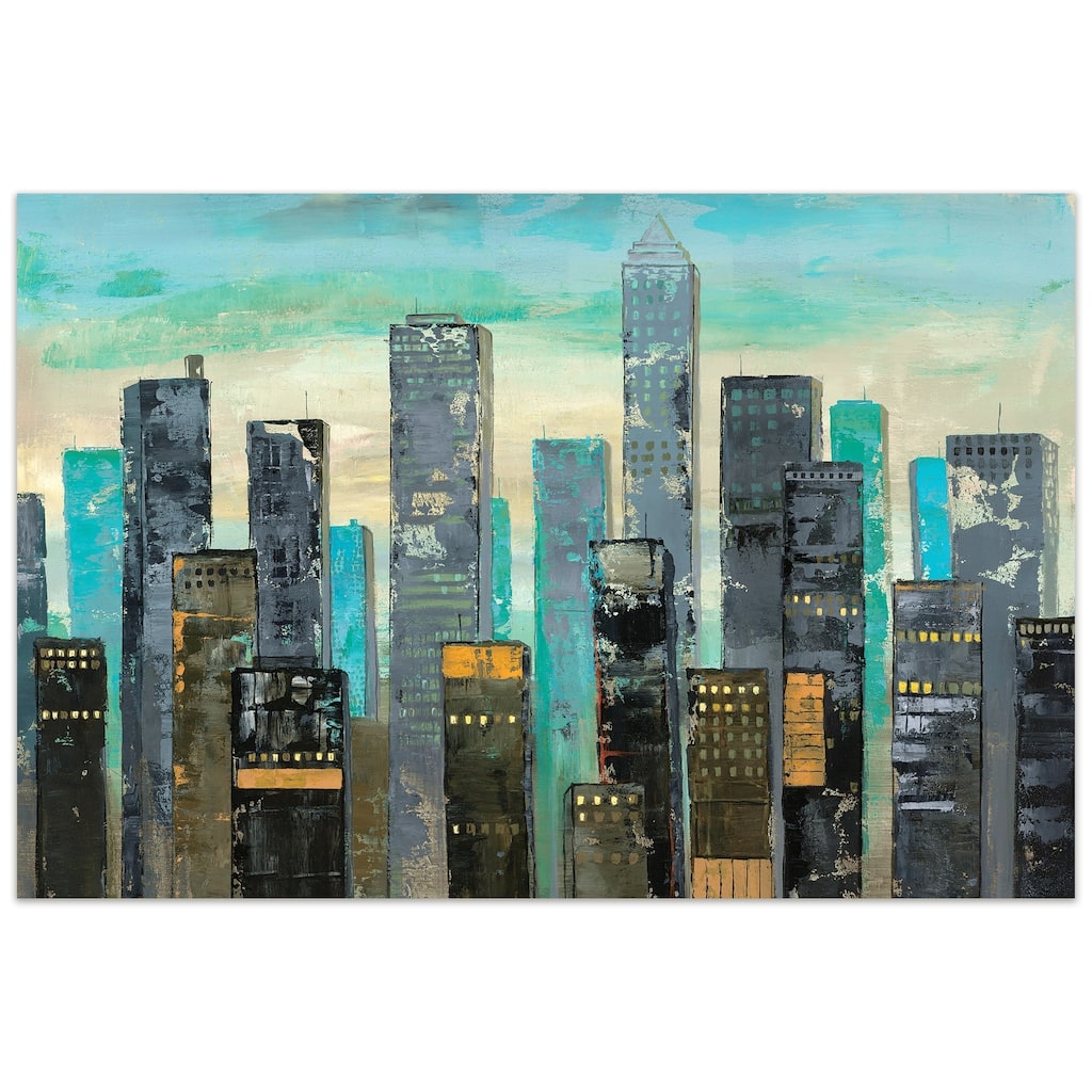 "Urban Lights" Graphic Wall Art on Free Floating Tempered Glass Panel