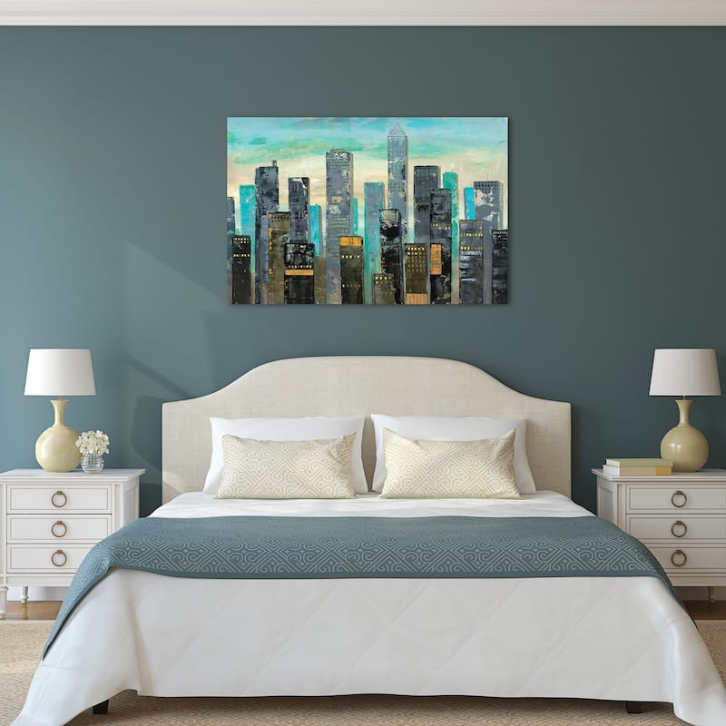"Urban Lights" Graphic Wall Art on Free Floating Tempered Glass Panel