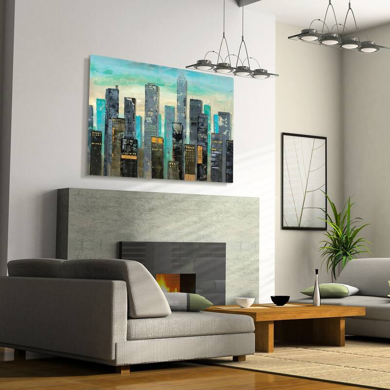 "Urban Lights" Graphic Wall Art on Free Floating Tempered Glass Panel