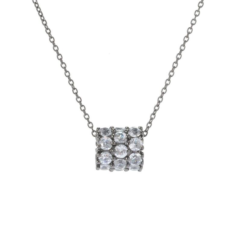 Sterling Silver White Zircon Barrel Pendant