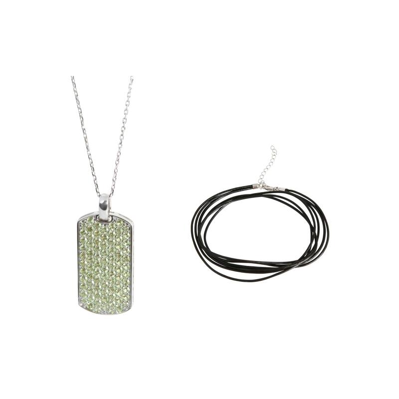 Sterling Silver Pave Peridot Necklace with Chain and Cord