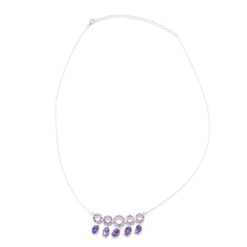 Sterling Silver Amethyst Circle Bar Necklace