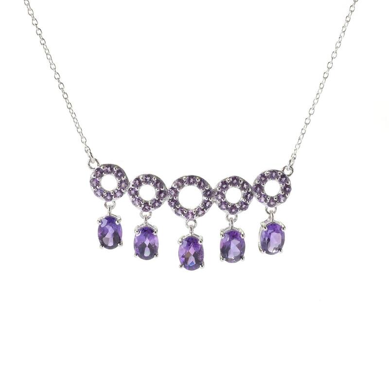 Sterling Silver Amethyst Circle Bar Necklace