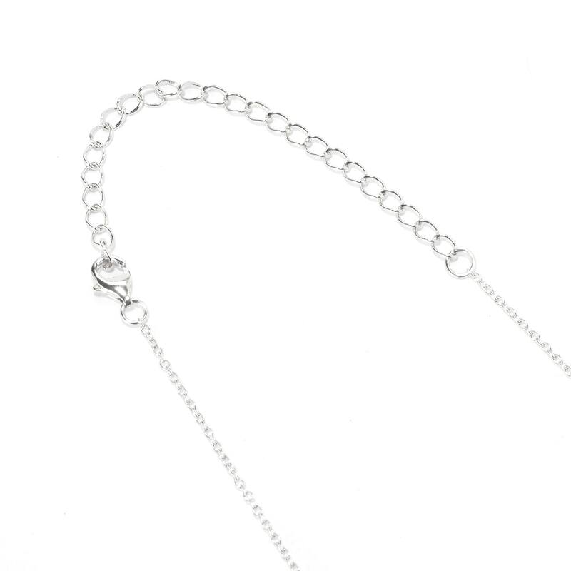 Sterling Silver White Topaz Circle Bar Necklace