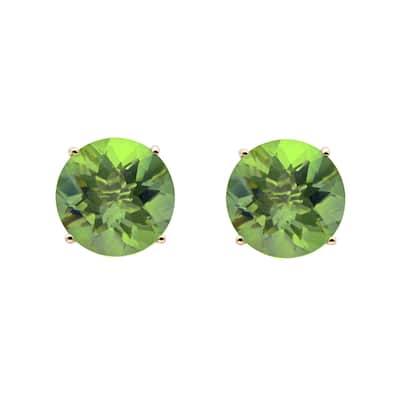 14k Yellow Gold 8mm Round-cut Topaz Stud Earrings