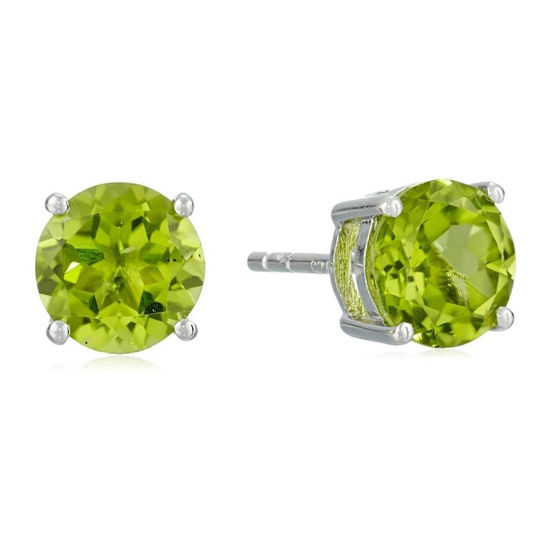 Sterling Silver 7mm Peridot Stud Earrings