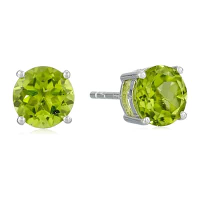 Sterling Silver 7mm Peridot Stud Earrings