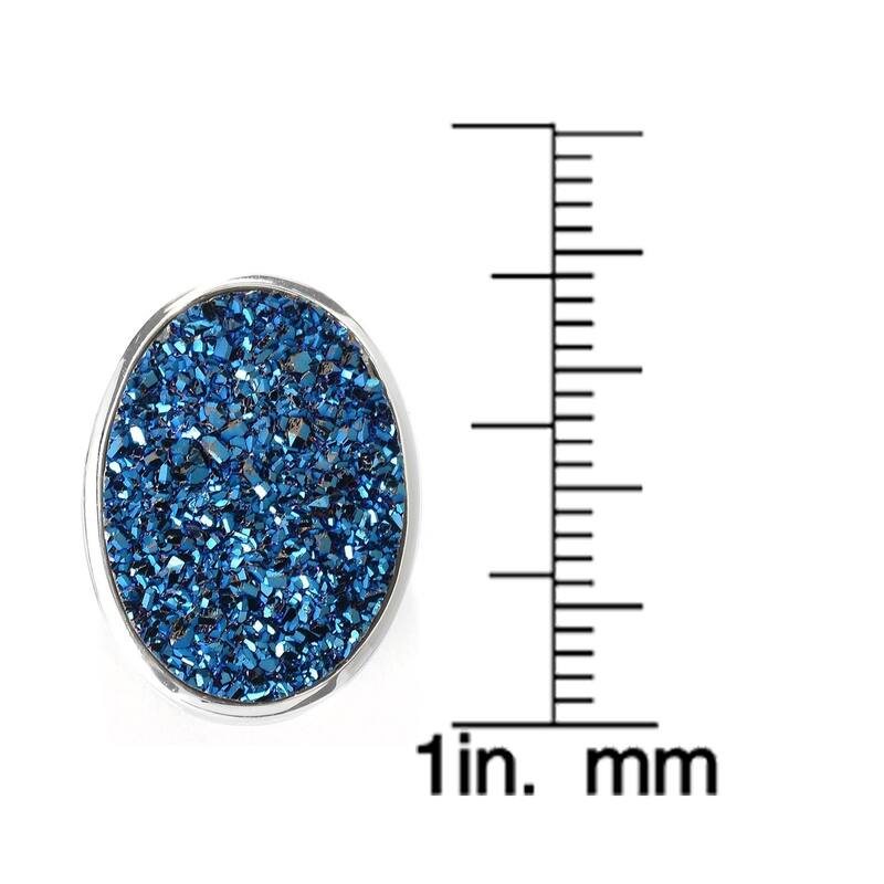 Sterling Silver 18 x 13mm Oval Drusy Earrings w/ Omega Backs