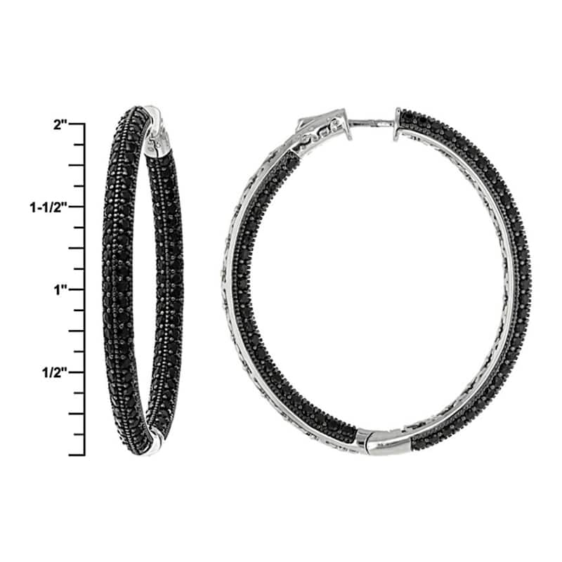 Sterling Silver Pave Spinel Hoop Earrings