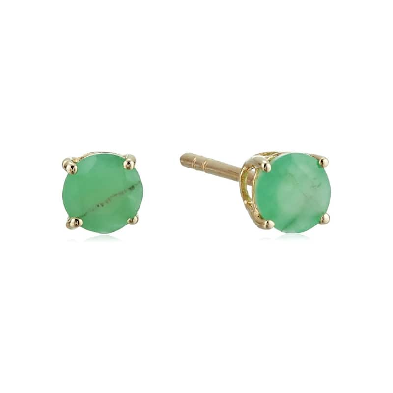 10k Gold Stud Emerald Earrings