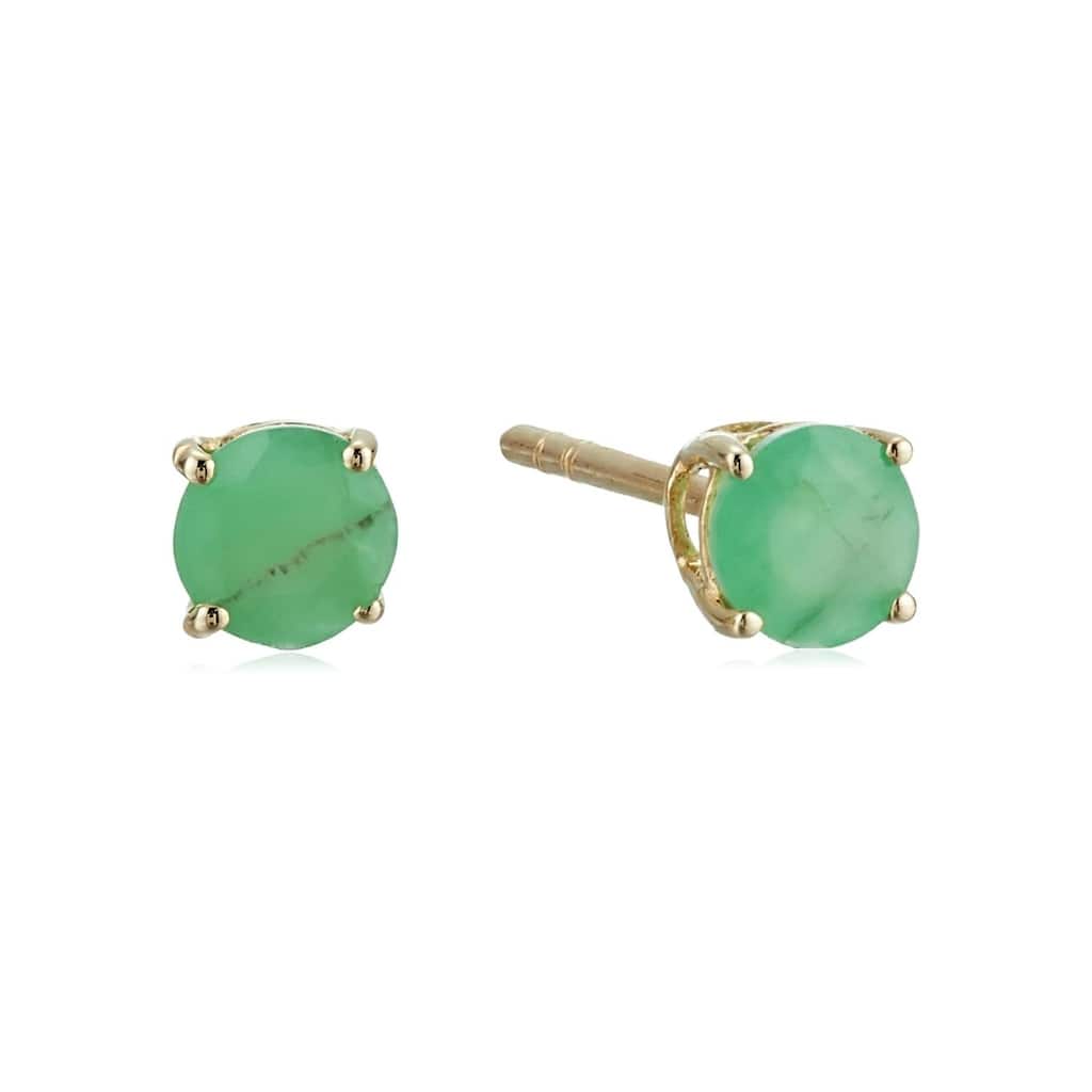 10k Gold Stud Emerald Earrings