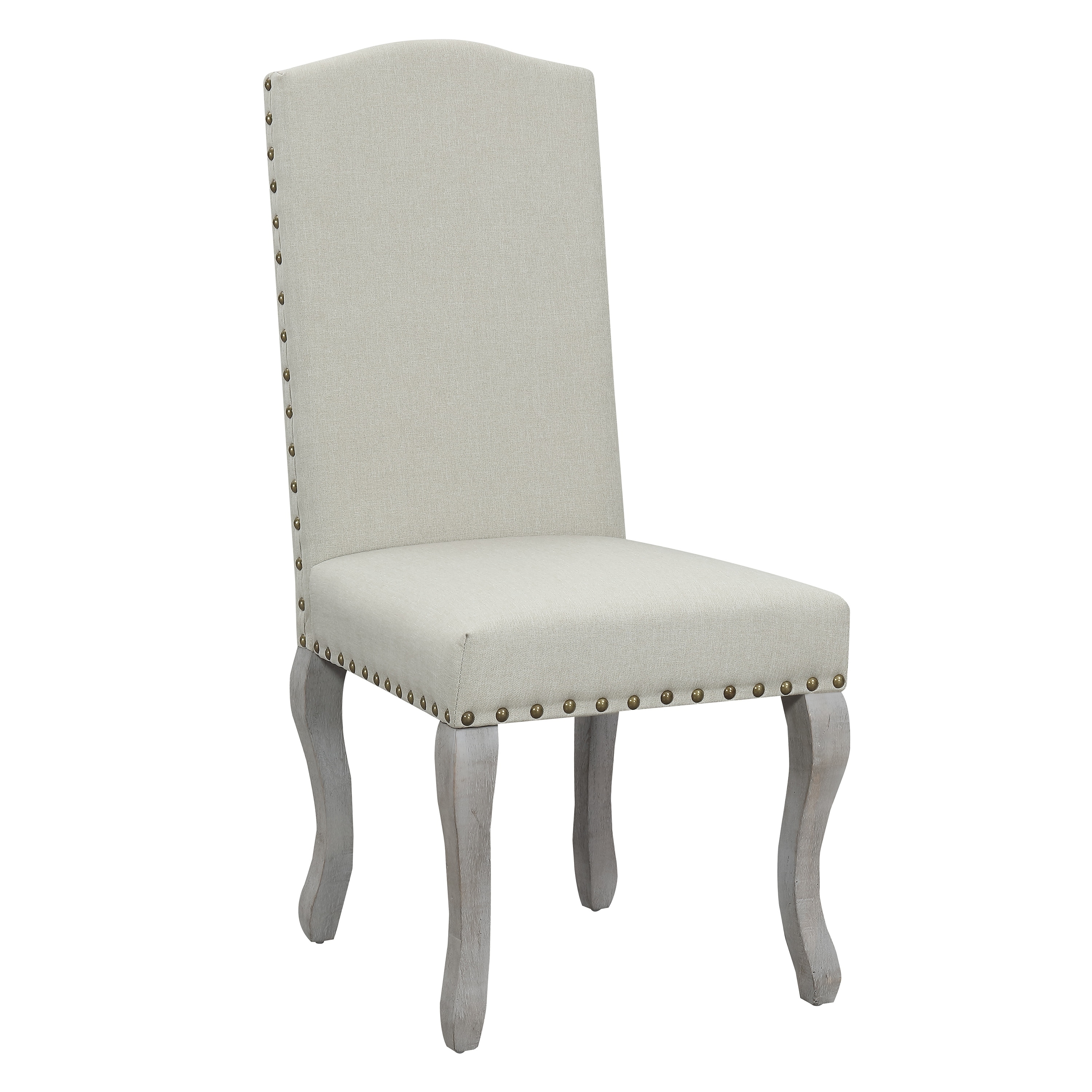 Nancy Victorian Nail Head Beige Upholstered Dining Chair Set Of 2 Overstock 24308570