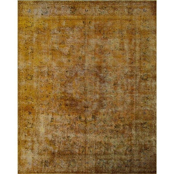 Noori Rug Distressed Overdyed Tatiana Gold/Drk. Brown Rug - 9'10" x 12'8"