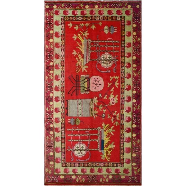 Noori Rug Vintage Distressed Helena Red/Beige Rug - 6'3" x 12'2"