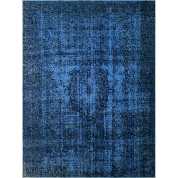 Noori Rug Distressed Overdyed Myrna Blue/Black Rug - 10'9" x 13'3"