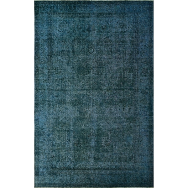 Noori Rug Distressed Overdyed Milana Teal Blue/Drk. Brown Rug - 9'9" x 15'7"