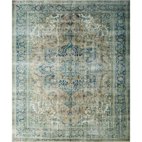Noori Rug Semi-Antique Distressed Alessia Peach/Blue Rug - 10'1" x 12'9"