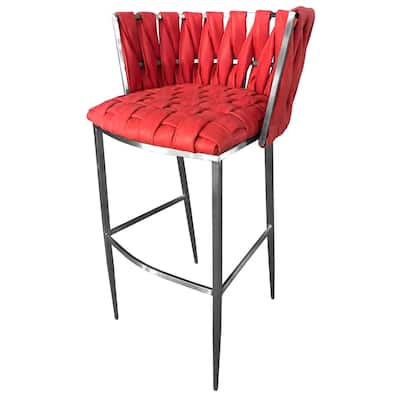 Counter Stainless Steel Bar Stool 26" - Barcelona Ruby Red - 26inch