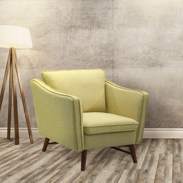 Klein Mid-century Light Green Fabric Chair With Walnut FInish Legs
