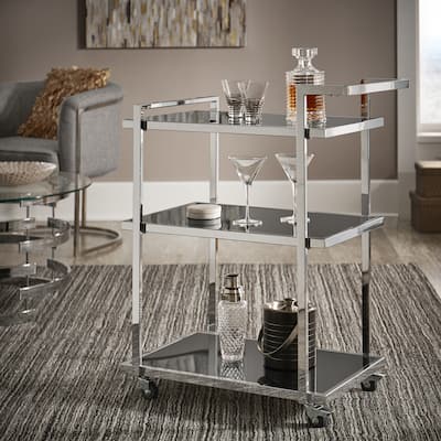 Strick & Bolton Ariana Chrome Finish Metal Bar Cart