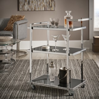 Strick & Bolton Ariana Chrome Finish Metal Bar Cart