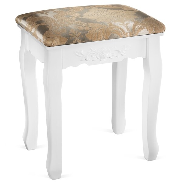 Fineboard Luxury Vanity Table Stool Wood Unique Shape Floral Crafted for Vanity Tables or Other Extravagant Tables with Artwork