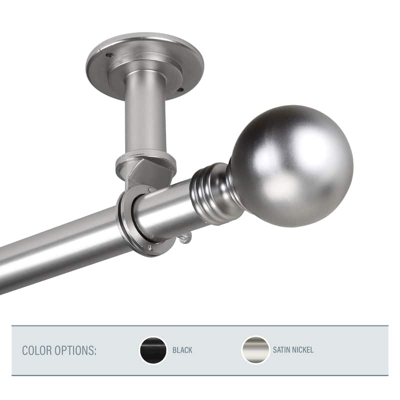 InStyleDesign Pellet 1 inch Diameter Ceiling Curtain Rod/ Room Divider - 48 to 84 inches - satin nickel