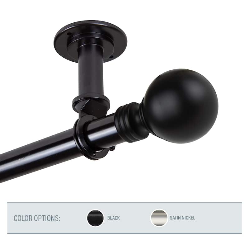 InStyleDesign Pellet 1 inch Diameter Ceiling Curtain Rod/ Room Divider - 66 to 120 inches - Black