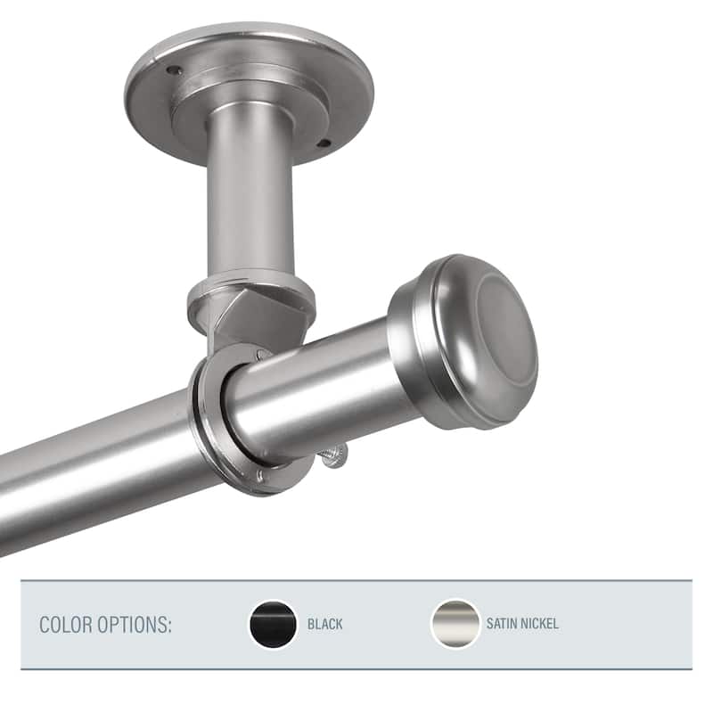 InStyleDesign Edison 1 inch Diameter Ceiling Curtain Rod/ Room Divider - 48 to 84 inches - satin nickel
