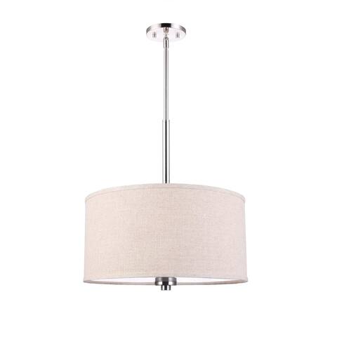 Woodbridge Lighting 13420STNLE Drum 18" Shade Pendant w/ Embedded LED Cluster