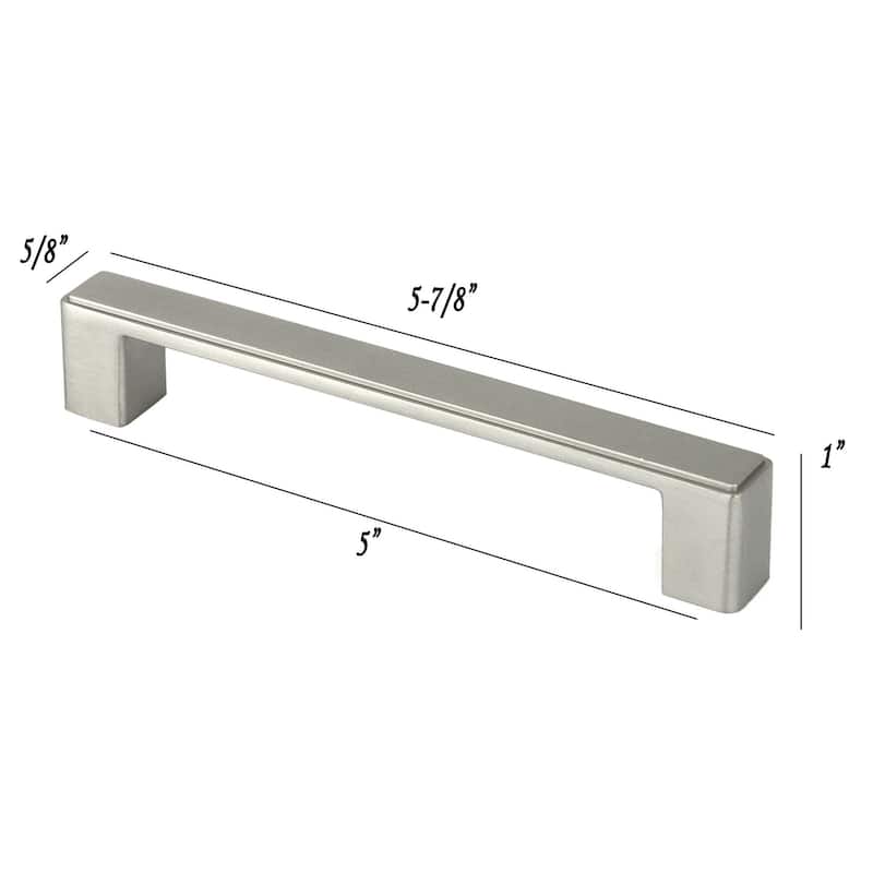 Contemporary 5-7/8-inch Nepoli Stainless Steel Brushed Nickel Finish Square Cabinet Bar Pull Handle (Case of 10)