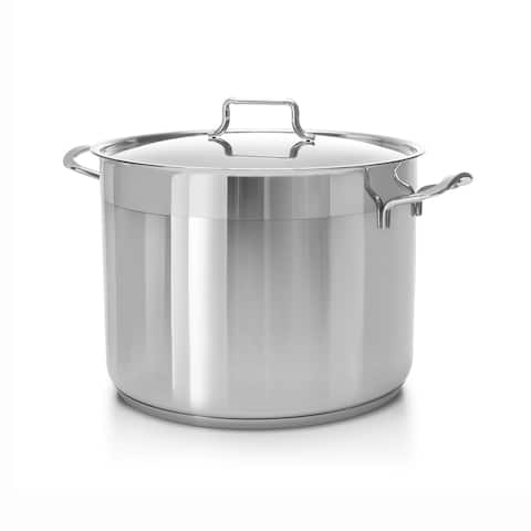 Hascevher Classic 18/10 Stainless Steel StockPot Covered Cookware Induction Compatible Oven Safe 16 Quart