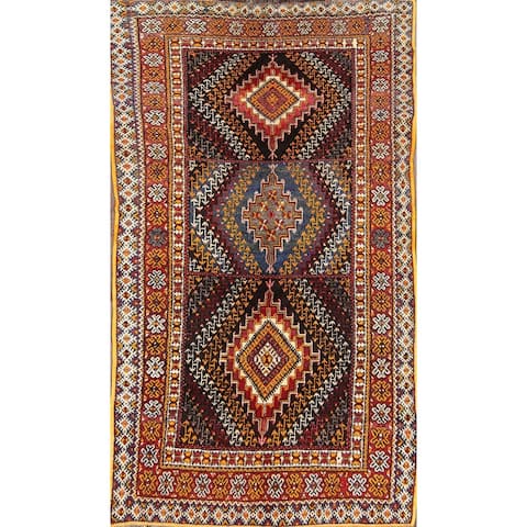 Vintage Moroccan Handmade Oriental Geometric Area Rug For Livingroom - 9'1" x 5'3"