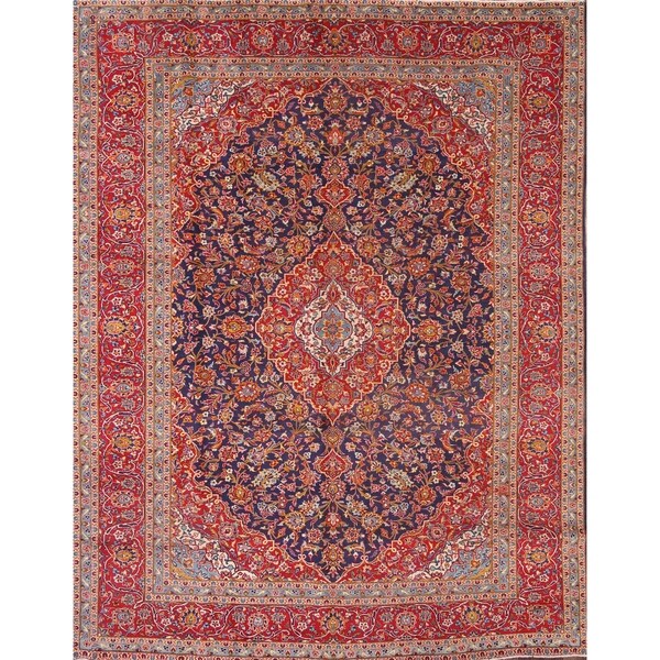 Kashan Vintage Persian Traditoinal Handmade Wool Medallion Area Rug - 12'8" x 9'8"