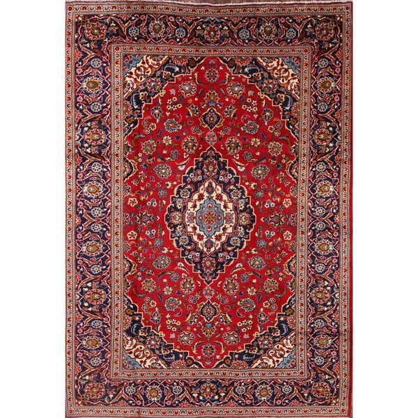Hand Knotted Wool Medallion Kashan Persian Area Rug For Living Room - 11'8" x 8'2"