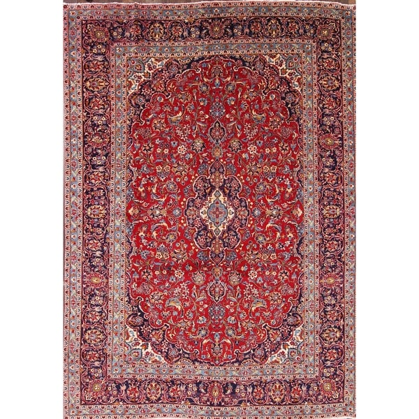 Kashan Persian Area Rug Handmade Wool Medallion For Living Room - 11'8" x 8'6"