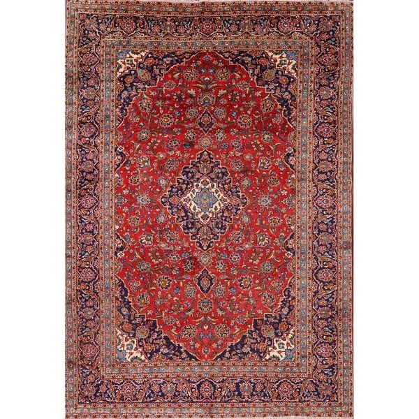 Medallion Kashan Persian Handmade Area Rug for Bedroom Wool - 11'7" x 8'3"