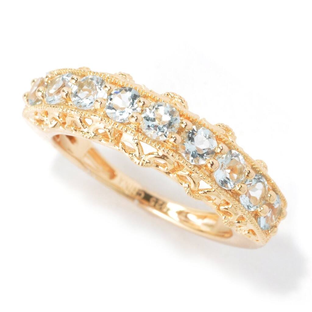 Yellow Gold Over Sterling Silver Aquamarine Ring