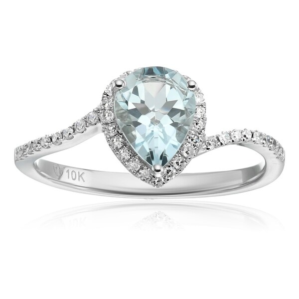 14k White Gold White Topaz Diamond Ring Size 7 Length Width 2