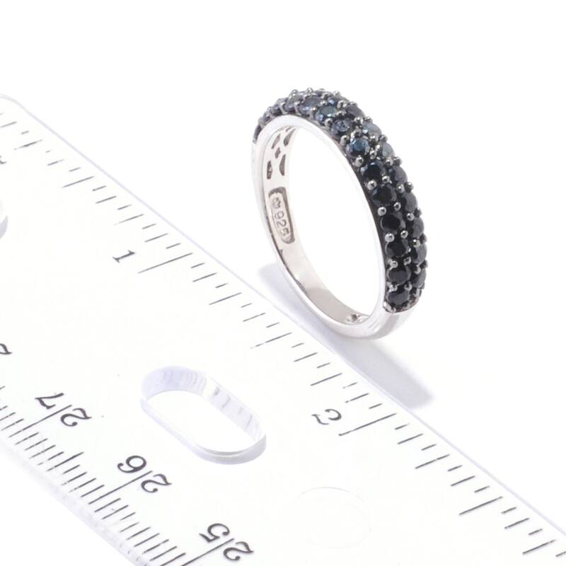 Sterling Silver Black Spinel Stack Band Ring