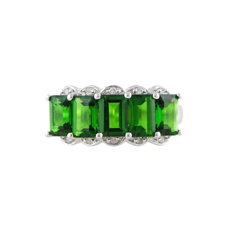 Platinum over Sterling Silver Chrome Diopside Ring