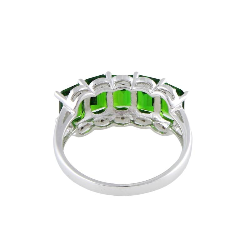 Platinum over Sterling Silver Chrome Diopside Ring