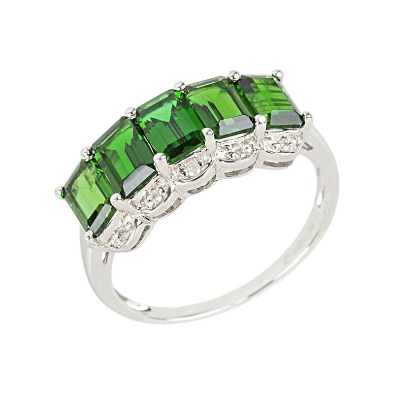 Platinum over Sterling Silver Chrome Diopside Ring